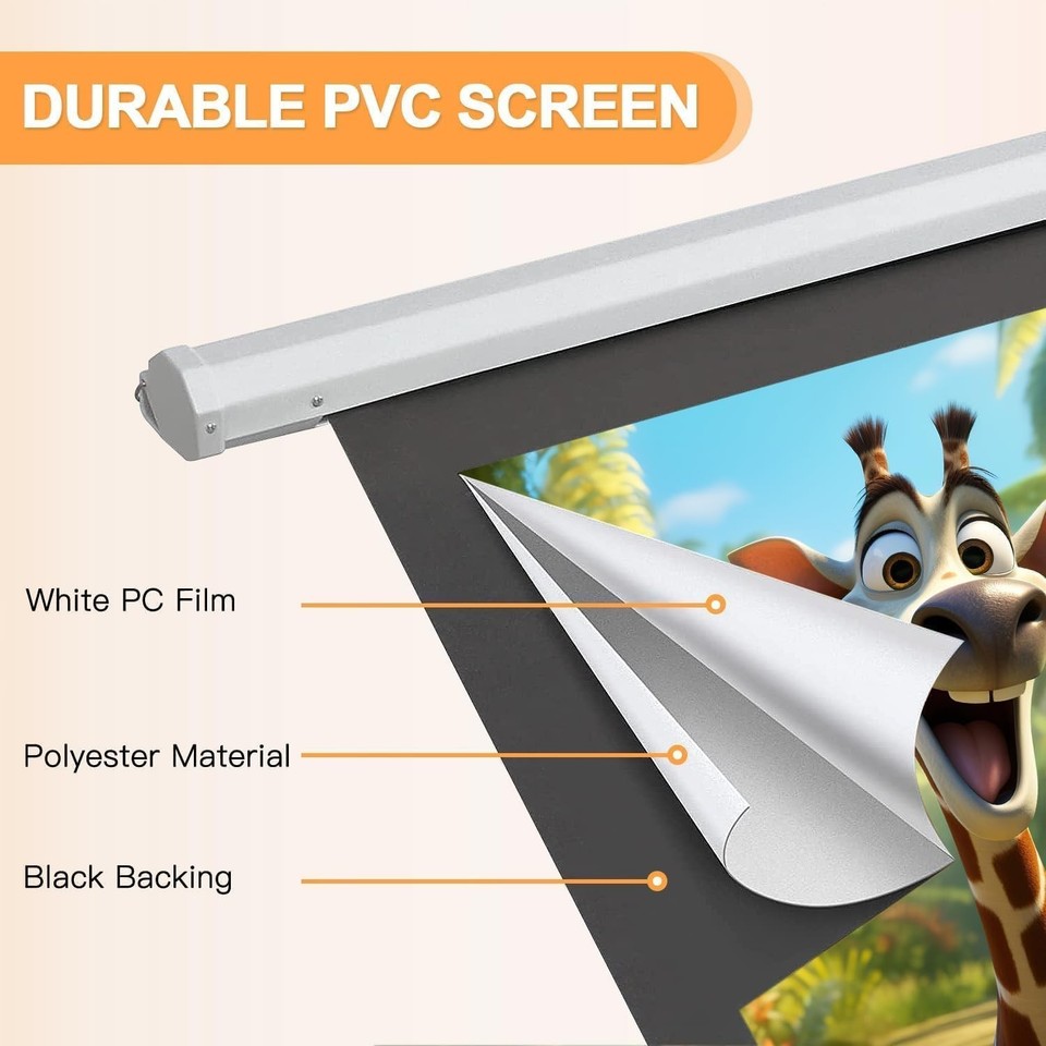 100inch Motorized Projection Screen, 16:9 4K 3D HD Electric Projector ...