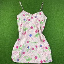 Vintage Secret Treasures Pink Floral Print Cami Nightie Mini Slip Dress Sz M
