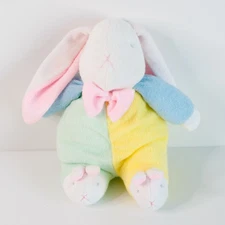 Soft Dreams Bunny Rabbit Colorblock Pastel Rattle with Slippers Plush #1514