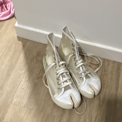 Maison Margiela タビバレー38 Maison Margiela Tabi High Top Lace Up Sneakers White Clear Men's