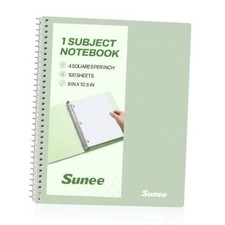 Spiral Notebook, 1-Subject, Graph Ruled Paper, 8" x 10-1/2", 100 Sheets Green