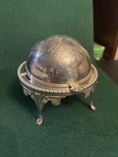 Vintage Dome Roll Top Caviar/Butter Dish Server w Glass Insert Made In England