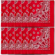 Premium Soft Cotton Designer Bandanas Pack for Men and Pack of 10 Original Red