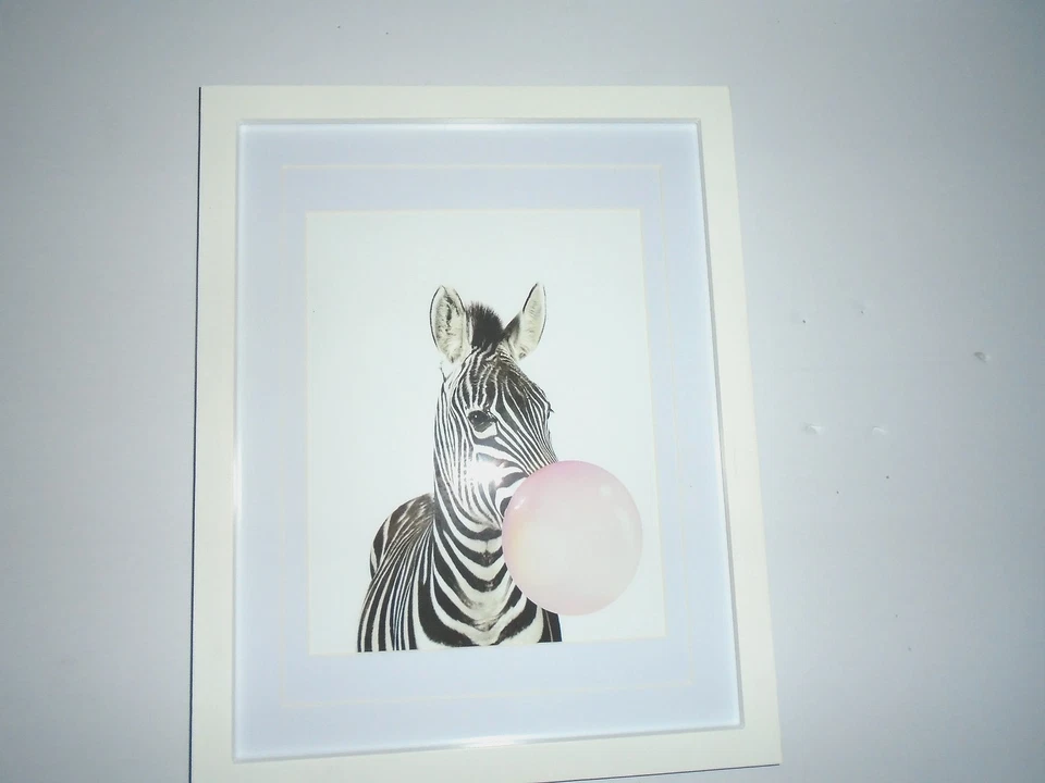 Arte enmarcado para habitación de niñas blanco 12 x 15, goma de mascar, ciervo, cebra, oso koala, Foto 2 de 4