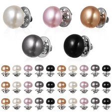 Women Shirt Brooch Pins: 25pcs Pearl Cover Up Button Pin Safety Brooch Button...
