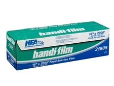 HFA Handi-Film 18" x 2000' Plastic Food Service Cling Wrap PVC Roll w/Cutter 