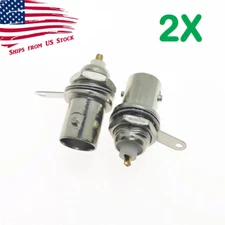 2Pcs BNC Female Jack Straight Bulkhead Mount Solder Cup RF Connector 2X US