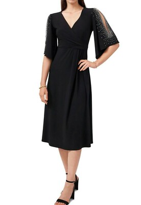 Msk Womens Beaded Mid Calf Midi Dress Black L Msk Womens Beaded Mid Calf Midi Dress Black L