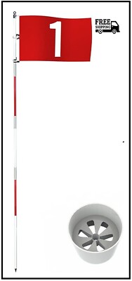 THIODOON Golf Flagstick 6ft Golf Flag and Cup for Yard Pro Detachable Golf Hole 