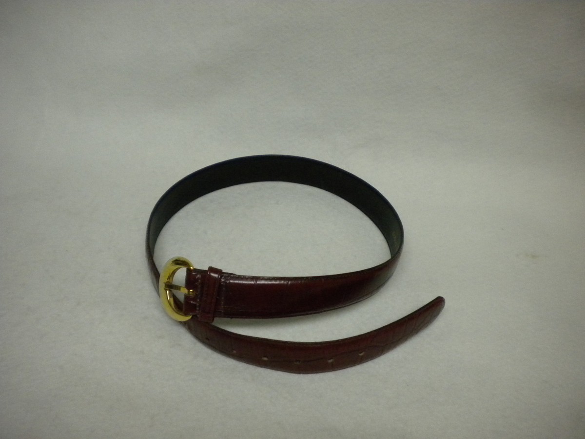 Unbranded Imported alligator grain Steerhide leather solid brass buckle Sz M (E) Classic Solid Brass Buckle Crocodile Embossed One Piece Full  main image 4