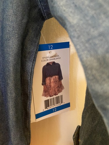Pink & Violet Belted Dress Chambray Top Floral Tulle Skirt Girls Size 12 NWT - Picture 5 of 7