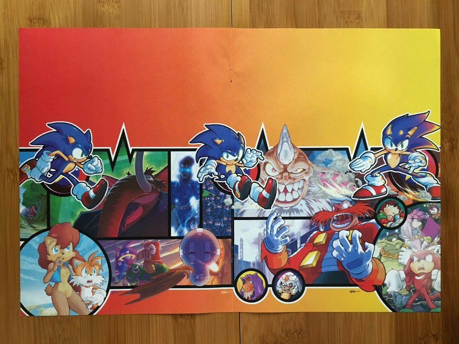 Official Sonic the Hedgehog 2-Sided Poster Shadow/Metal Sonic Spaziante Art  RARE