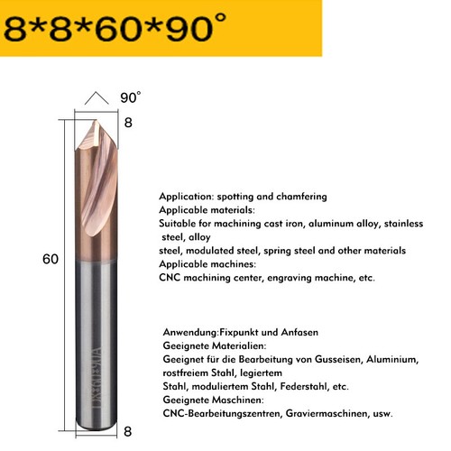 Carbide 60°/90°/120° Degree Chamfer&Spotting Drill 3mm-12mm Countersink Cutter - Picture 10 of 61