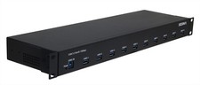 SEDNA - 19 Inch 1U Rack Mount 10 Port USB 3.2 Gen II Hub 10Gbps with 5V 10A AC