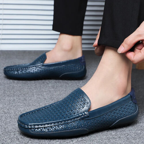 Summer Luxury Brand Men Casual Shoes Soft Genuine Leather Mens Loafers Moccasins - Picture 23 of 30