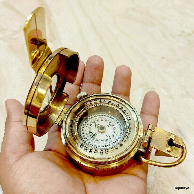 Brújula náutica militar de latón Kelvin & Hughes trabajando hecha a mano diseñador Foto 4 de 4