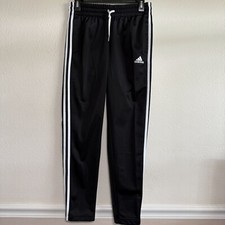 Adidas 3S TR TS Track Pants Womens Small Black Drawstring Sports Performance