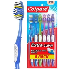 Colgate Extra Clean Toothbrush, Full Head, SoftÂ 6 Count (Pack of 1)