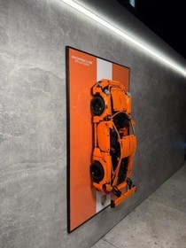 Art Holder Frame on the Wall 80x50 cm.  Technic 42056 Porsche 911 GT3 RS Orange