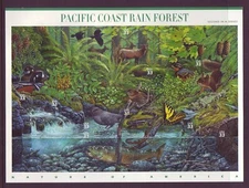 #3378 PACIFIC COAST RAIN FOREST.  MINT SHEET.  F-VF NH. BCV $17
