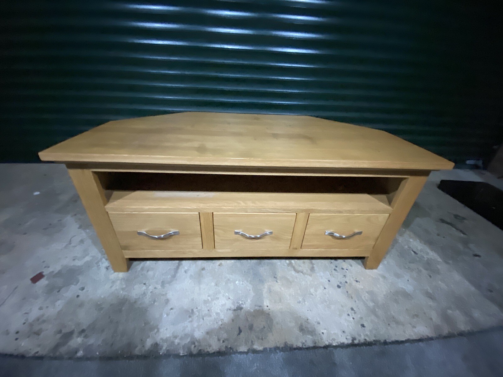 Used Solid Oak Corner Tv Stand eBay