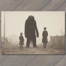 POSTCARD Weird Scary Vintage Monster Kid Halloween Cult Unusual Mask Strange Fun