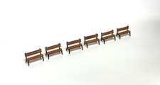 1583DM Set 6 Bancs Bois Et Métal pour Stations Ecc. Comme De Photo Sc. Ho 1:87