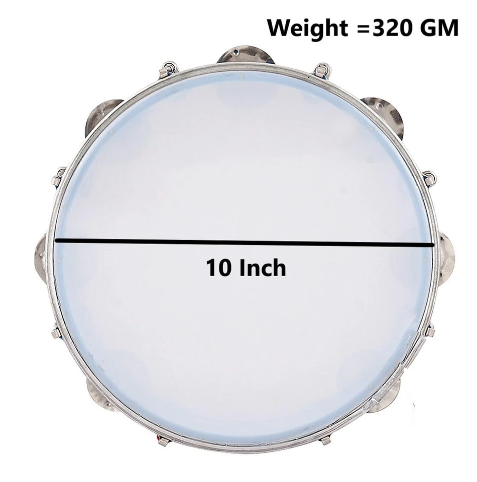 Musical Tambourine Hand Percussion Musical Instrument (Size: 10 Inch) - Image 4 of 4