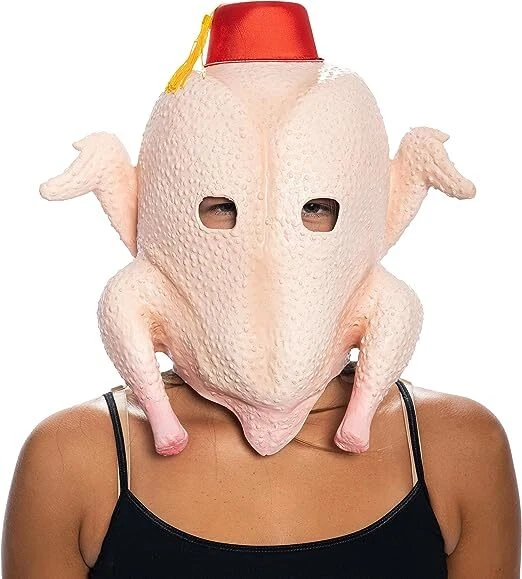 Unisex Turkey Head Mask and Glasses Halloween Cosplay Costume Latex Mask - Image 2 of 4