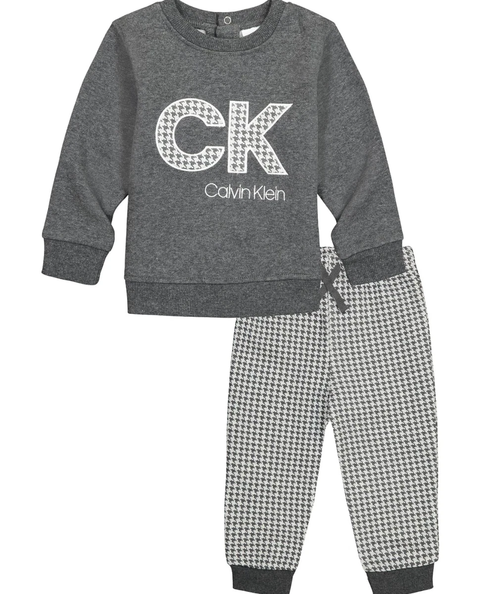 Calvin Klein Baby Boy Fleece Logo Sweatshirt and Joggers Set Grey 12M 273L70121