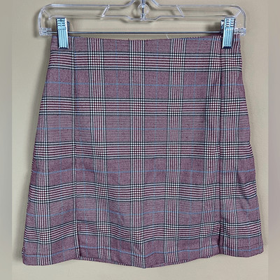 Brandy Melville John Galt Women s Size XS Red Plaid Print Mini A-Line Skirt NWOT