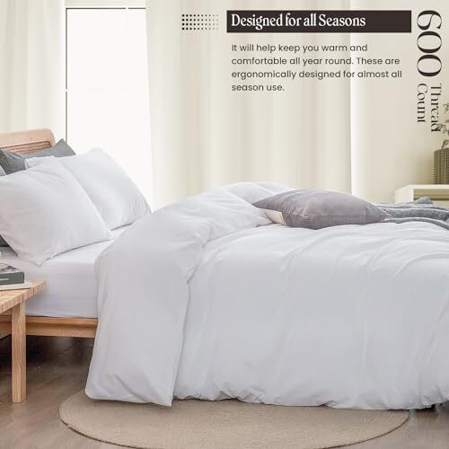 3 Piece Size Duvet Cover 600 Thread Count, 1 Duvet Oversized Queen