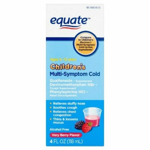 EQUATE Children's Multisymptom Cold Very Berry Liquid 4 FL Oz for sale