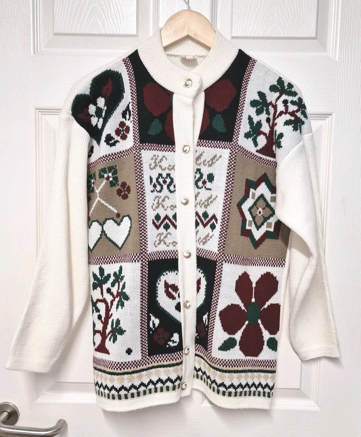 Vtg Basic Collection Xmas Nordic Patchwork Cardig… - image 3