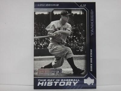 2005 Upper Deck ESPN This Day in Baseball History Lou Gehrig #BH-14 HOF