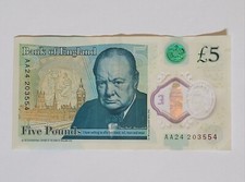 AA24 203554 Polymer Bank of England £5 Five Pound Note RARE COLLECTOR ITEM