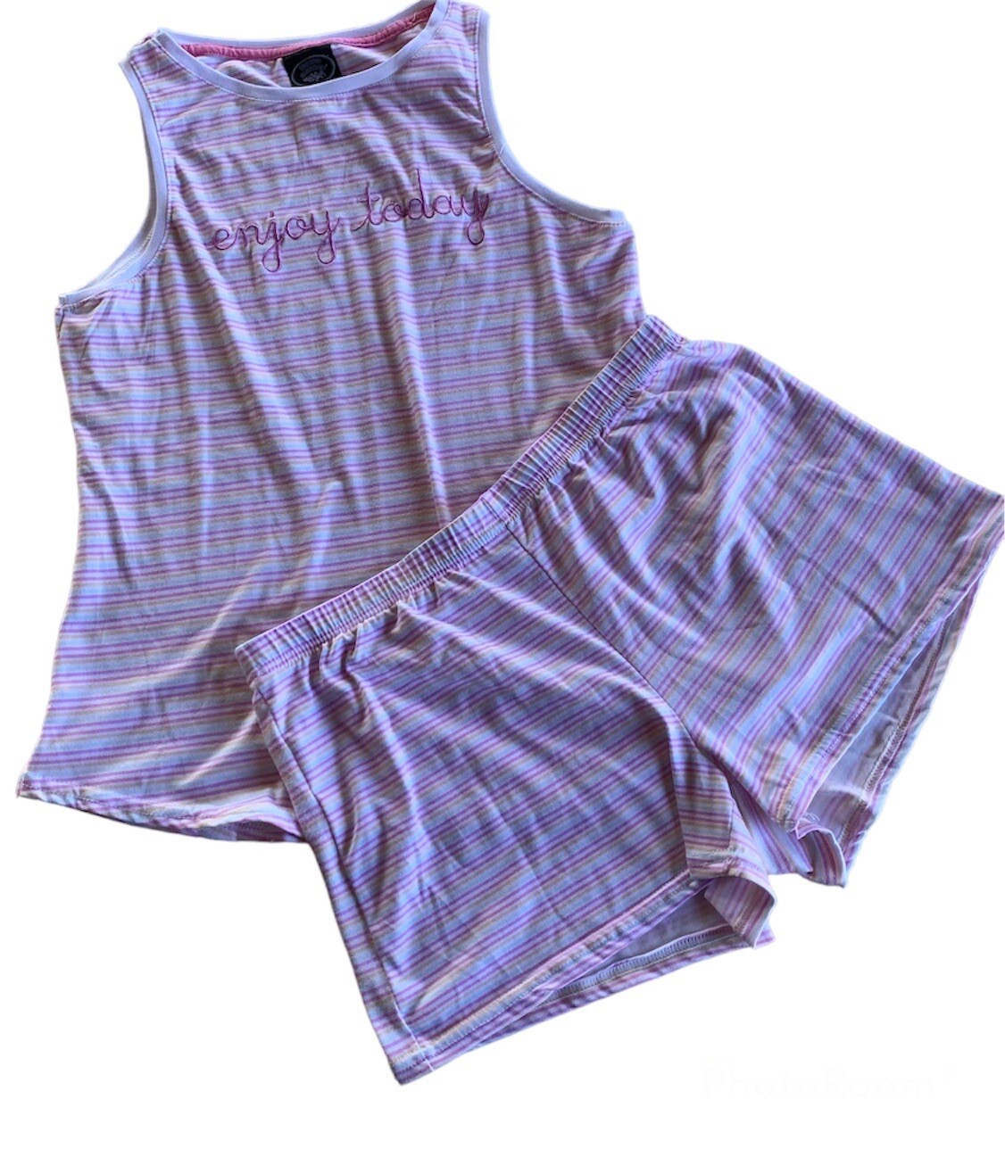 Laura Ashley 2 Piece Enjoy Today Pajama Set Stripe Sh… Gem