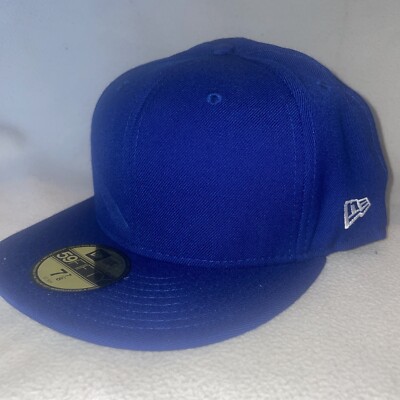 NEW Blank Blue New Era 5950 Fitted Hat Cap 59Fifty Sz 7 7/8