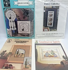 Southwest American Indian Cross Stitch Pattern Lot of 4 Daystar Dream Catcher +