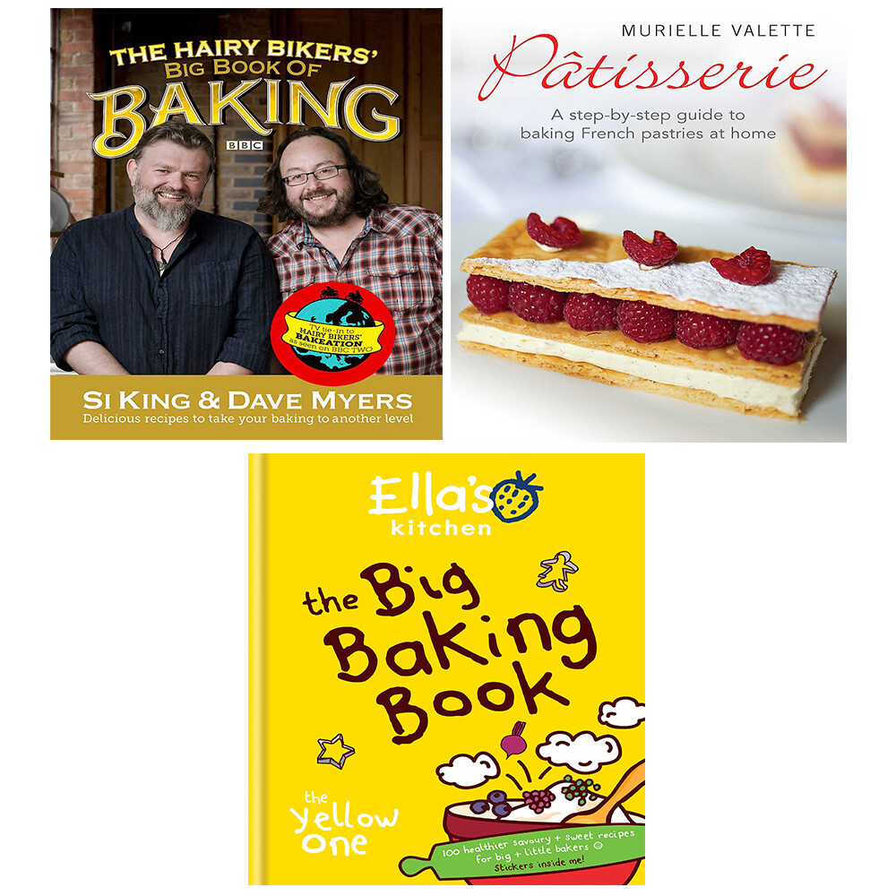 Hairy Bikers Big Book of Baking, Patisserie Murielle, Ella's Kitchen 3 Books Set