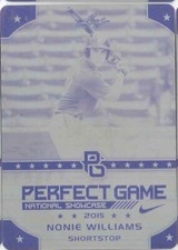 NONIE WILLIAMS 2015 Leaf Perfect Game AA SHOWCASE Rookie Press Plate 1/1