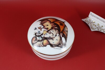 M. J. Hummel, Reutter Porzellan, Deckeldose D. 9,5 cm., ''Ja ich bin zufrieden''