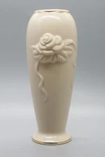 Lenox Rose Blossom Bud Vase Porcelain 24K Gold Trim Ivory Cream 7.5"