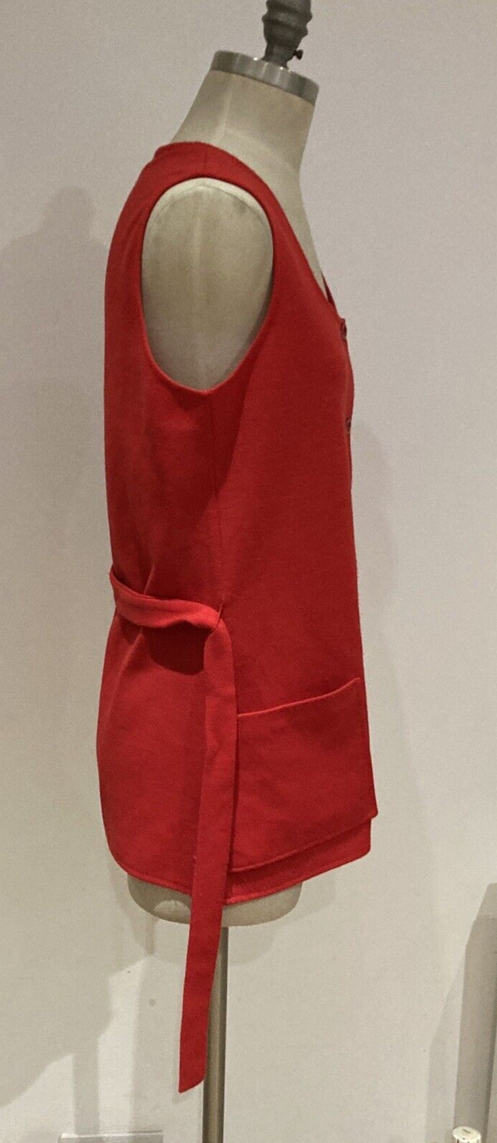 Vintage Early 1970s St Michael (M & S)  Red Sleeveless Top, Size 14, 36" Bust 6
