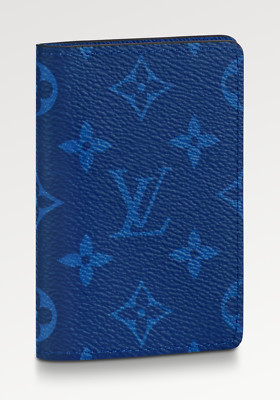 Louis Vuitton Taiga Taigarama Navy Blue Monogram Logo Pocket Organizer Wallet