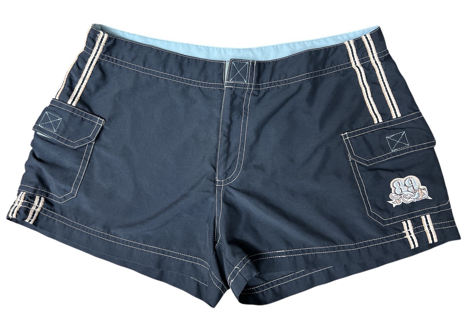 VTG 90's Y2K Body Code Cargo Short Shorts Women's Juniors Size 9 Navy Polyester 