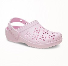 Kids Girls Size J3 Crocs Classic Floral Cutout Clog Pink NEW with tags