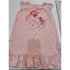 3T Carter's Girls Unicorn Nightgown Pink Sleeveless Ruffle Dress M