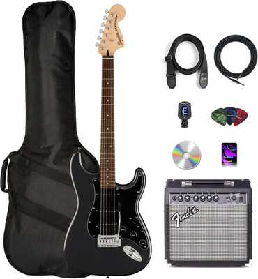 Fender Squier Affinity Stratocaster HSS Pack - Charcoal Frost Metallic Bundle wi