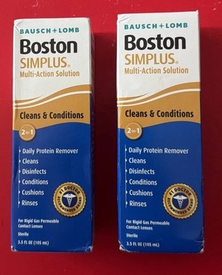 3/2029 Exp. Bausch Lomb Boston SIMPLUS Multi-Action Solution 3.5 fl oz. Lot of 2